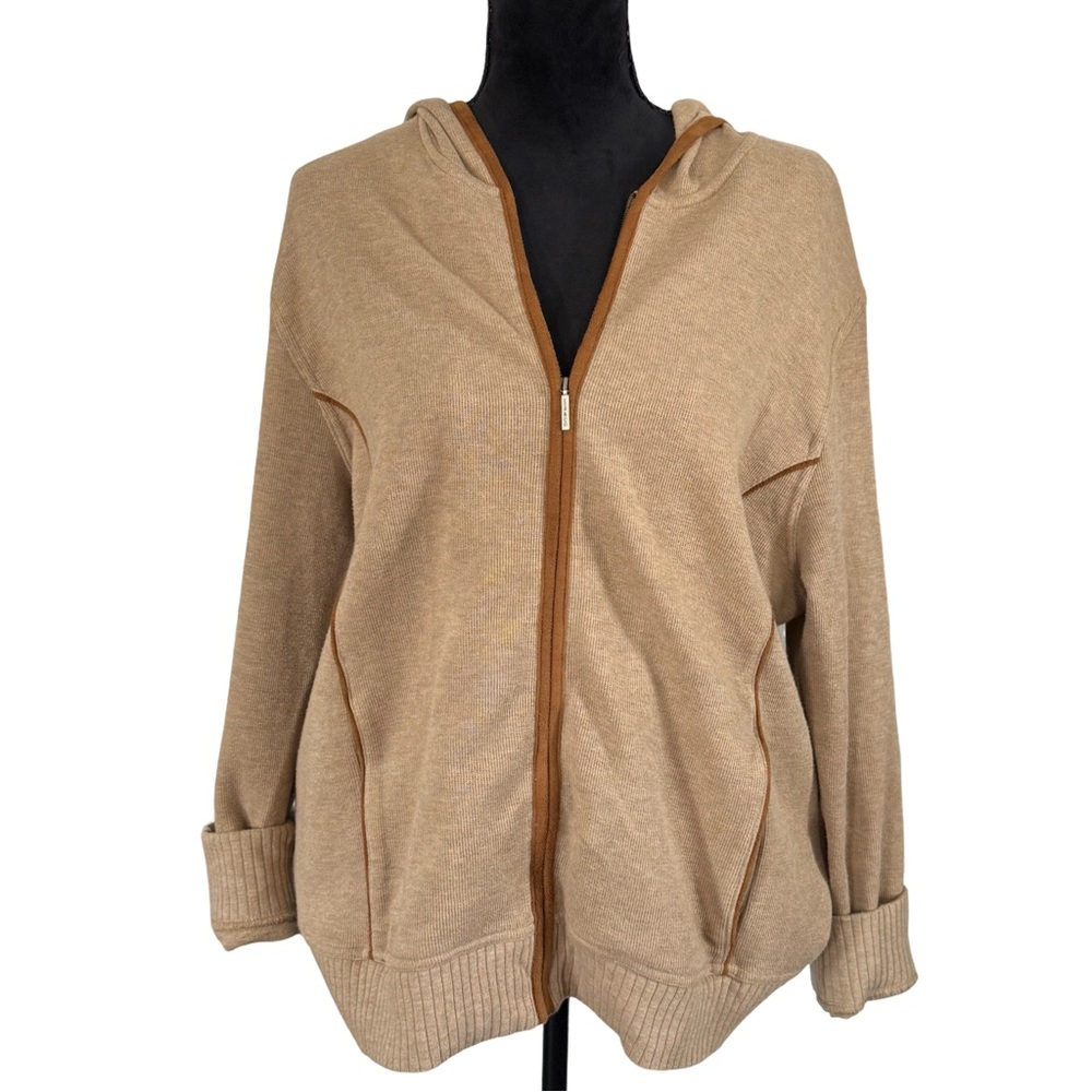 Liz &‎ Co. Zip-Up Hooded Knit Jacket | 100% Cotton | Size L